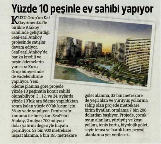  Hürriyet -Yüzde 10 peşinle ev sahibi yapıyor