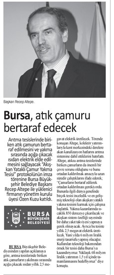  Sanayi gazetesi-Bursa atık çamuru bertaraf edecek