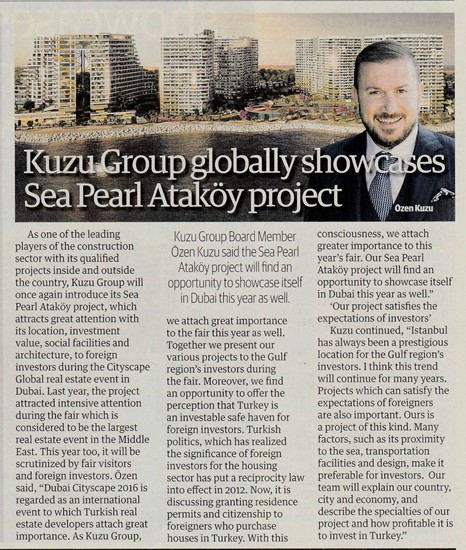  Yenişafak- Kuzu Group globally showcases Seapearl Ataköy project